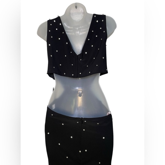 Mac Duggal 68353 Black Rhinestone Gown 18W NWT Open Back Jersey Evening Dress - Picture 4 of 6